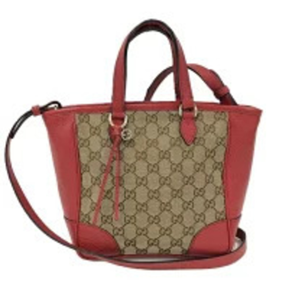 GUCCI handbag GG canvas leather beige reddish tones